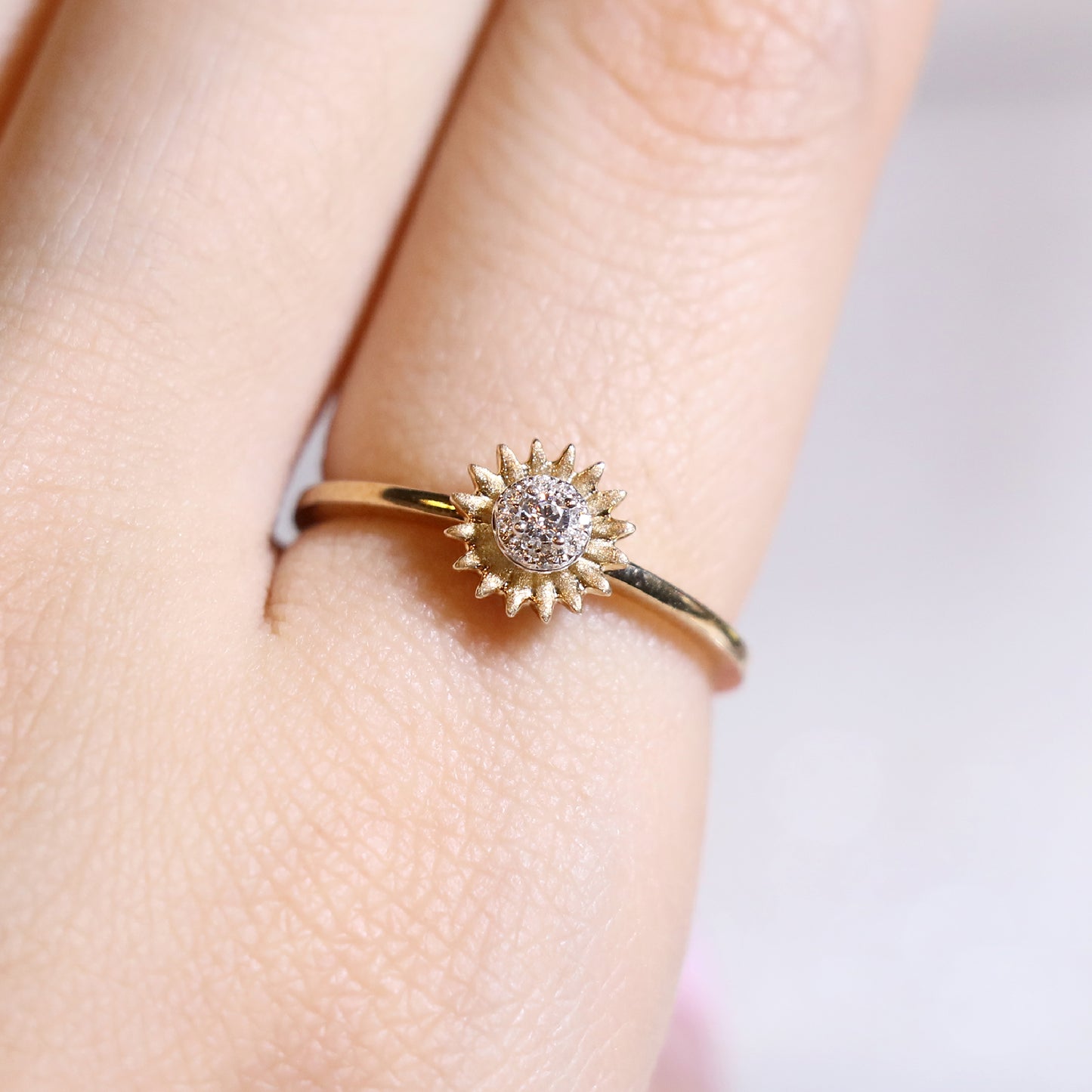 Gold Sunflower Diamond Ring