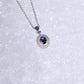 Oval Blue Sapphire Double Halo Diamond Pendant
