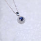 Oval Blue Sapphire Double Halo Diamond Pendant