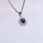 Oval Blue Sapphire Double Halo Diamond Pendant