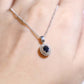 Oval Blue Sapphire Double Halo Diamond Pendant