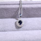 Oval Blue Sapphire Double Halo Diamond Pendant